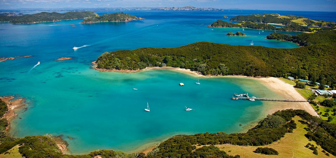 Birdseye view of Bay of Islands, New Zealand